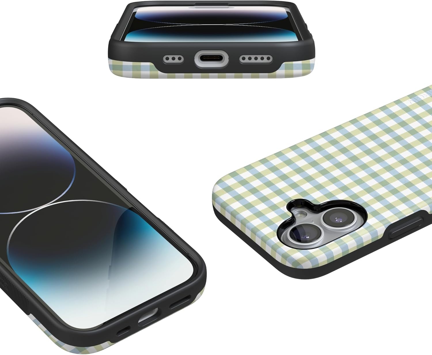 image:imageCasely iPhone 17 Case Pastel Picnic Blue amp Green Gingham Bold Protective Design Compatible with MagSafe