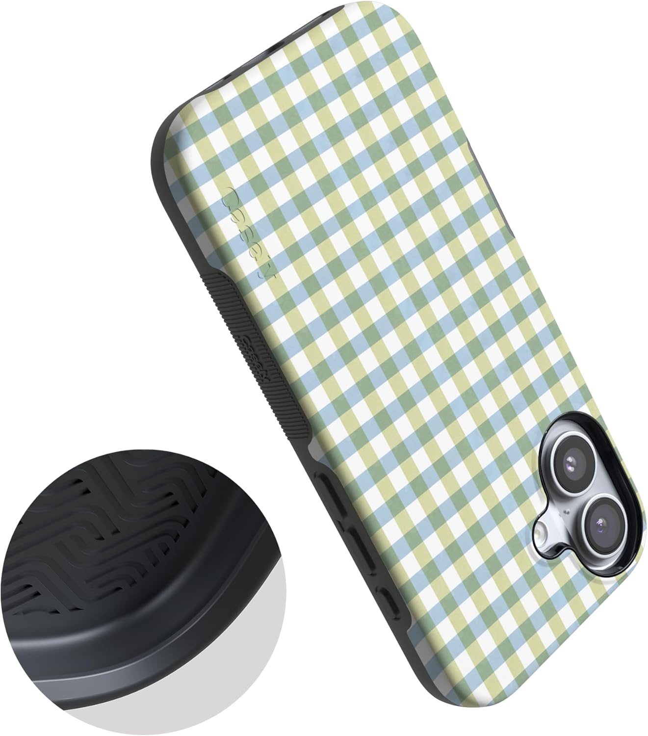 image:imageCasely iPhone 17 Case Pastel Picnic Blue amp Green Gingham Bold Protective Design Compatible with MagSafe