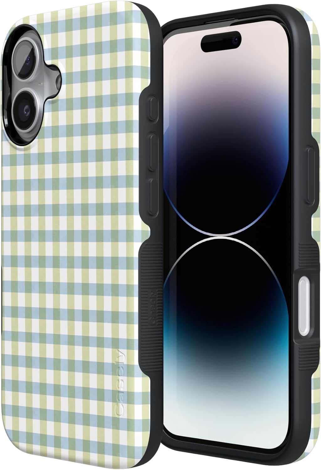image:imageCasely iPhone 17 Case Pastel Picnic Blue amp Green Gingham Bold Protective Design Compatible with MagSafe