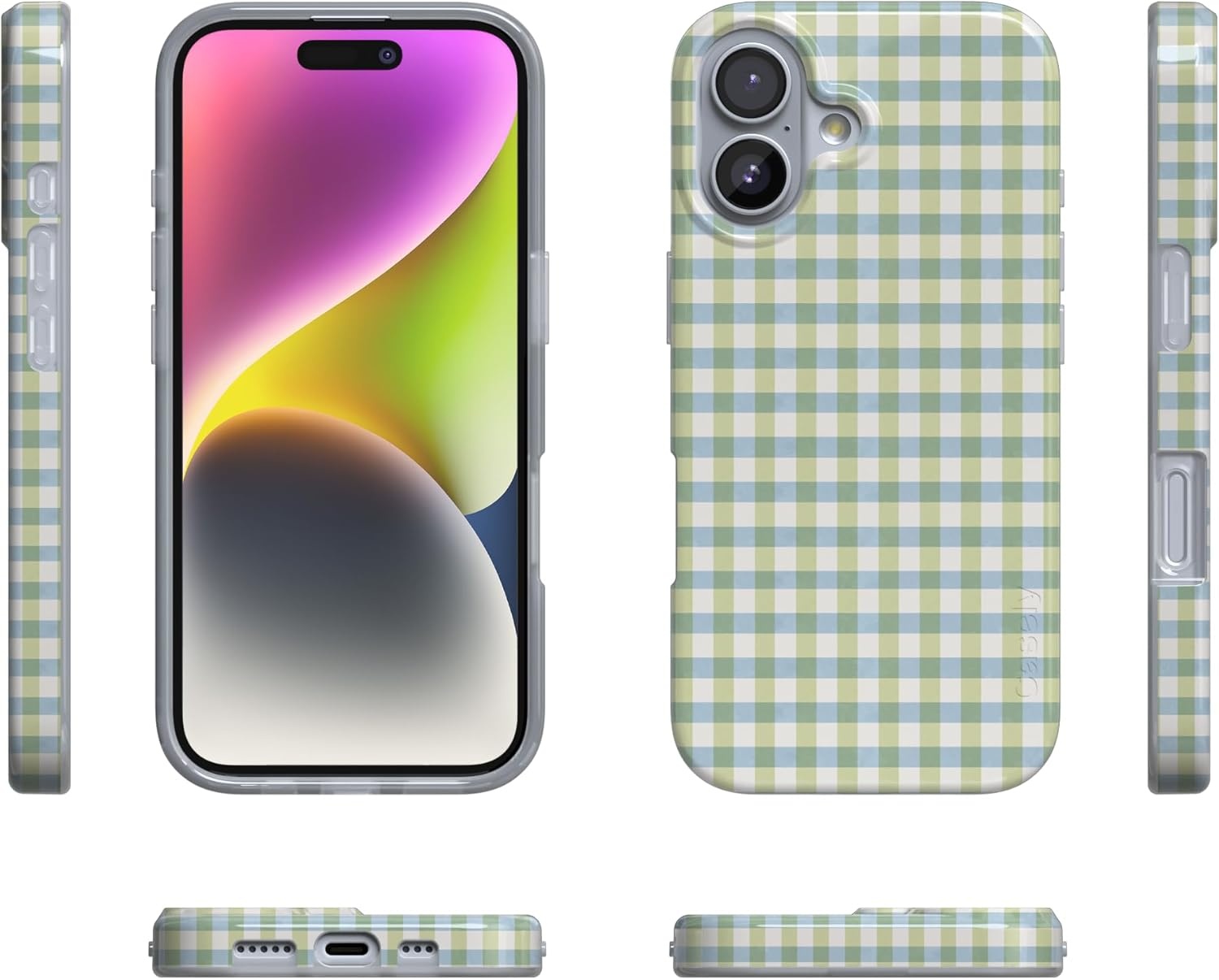 image:imageCasely iPhone 17 Case Pastel Picnic Blue amp Green Gingham Compatible with MagSafe Classic Ultra Thin Design