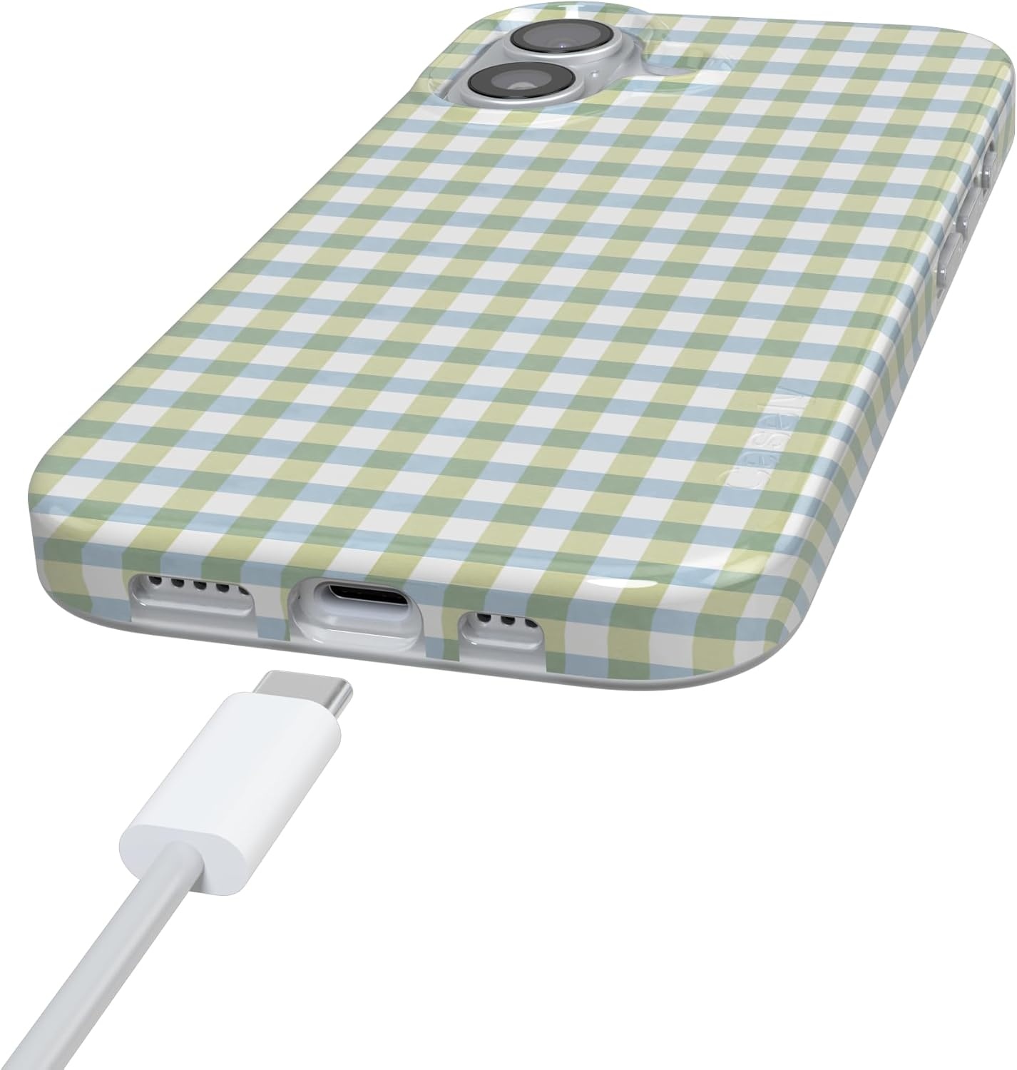 image:imageCasely iPhone 17 Case Pastel Picnic Blue amp Green Gingham Compatible with MagSafe Classic Ultra Thin Design