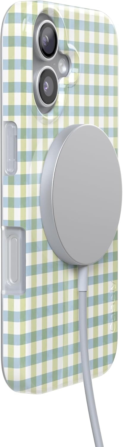 image:imageCasely iPhone 17 Case Pastel Picnic Blue amp Green Gingham Compatible with MagSafe Classic Ultra Thin Design