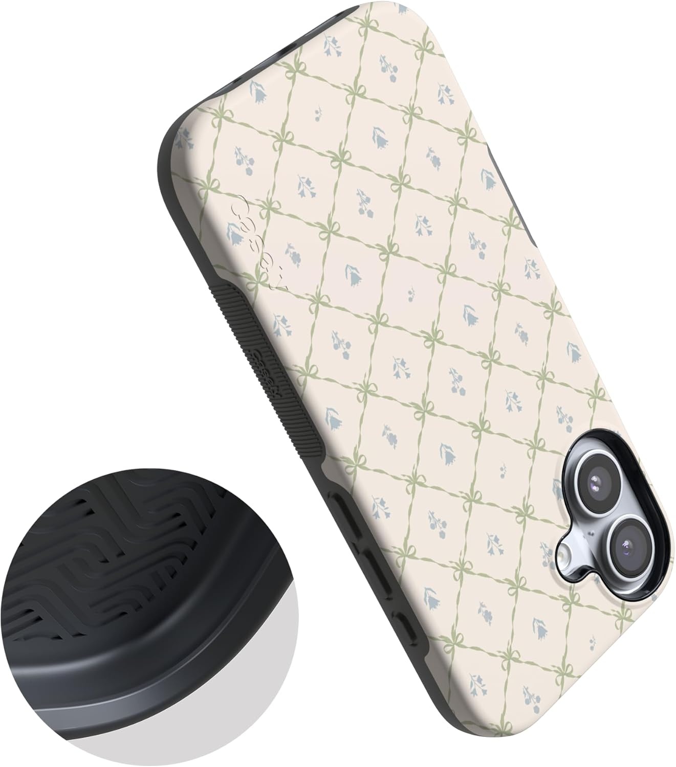 image:imageCasely iPhone 17 Case Petite Petals Floral Dainty Lattice Bold Protective Design Compatible with MagSafe