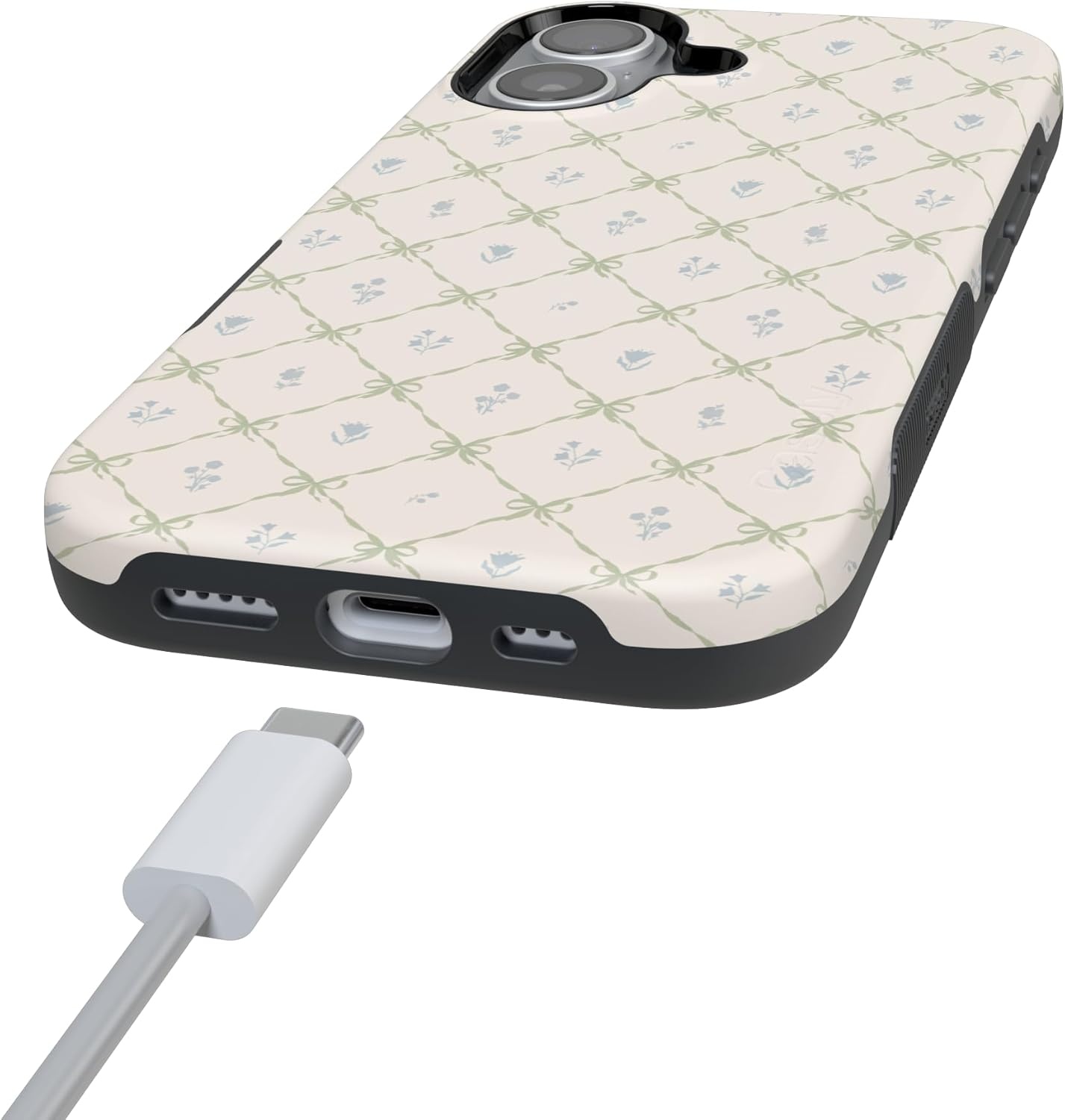 image:imageCasely iPhone 17 Case Petite Petals Floral Dainty Lattice Bold Protective Design Compatible with MagSafe