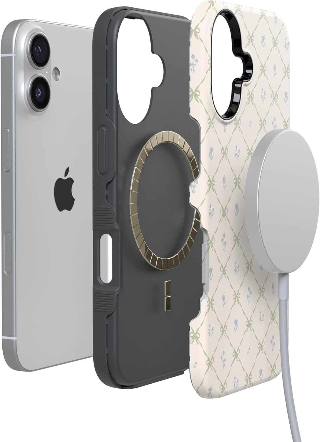 image:imageCasely iPhone 17 Case Petite Petals Floral Dainty Lattice Bold Protective Design Compatible with MagSafe