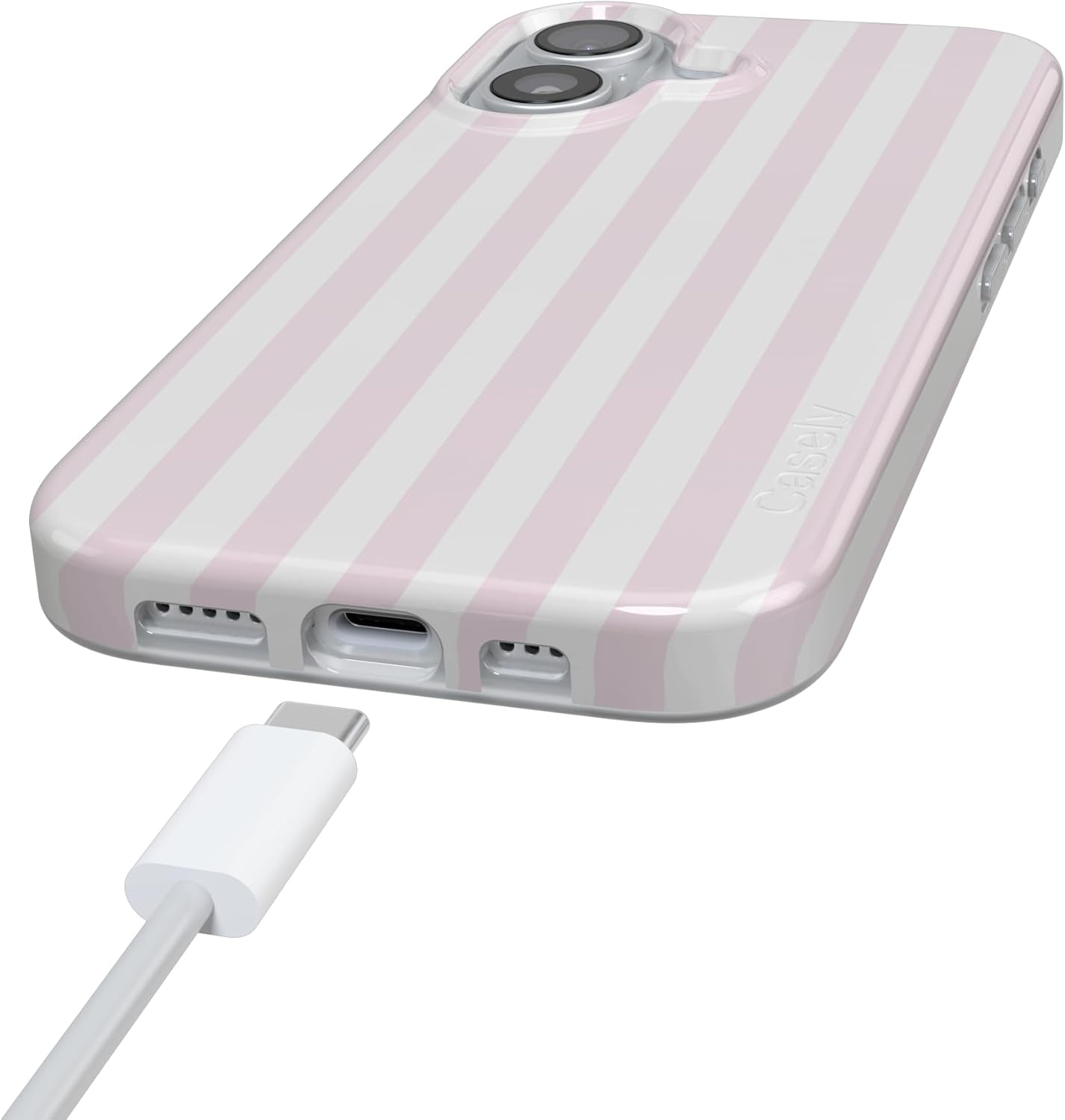 image:imageCasely iPhone 17 Case Pink Stripes Sunday Best Compatible with MagSafe Classic Ultra Thin Design