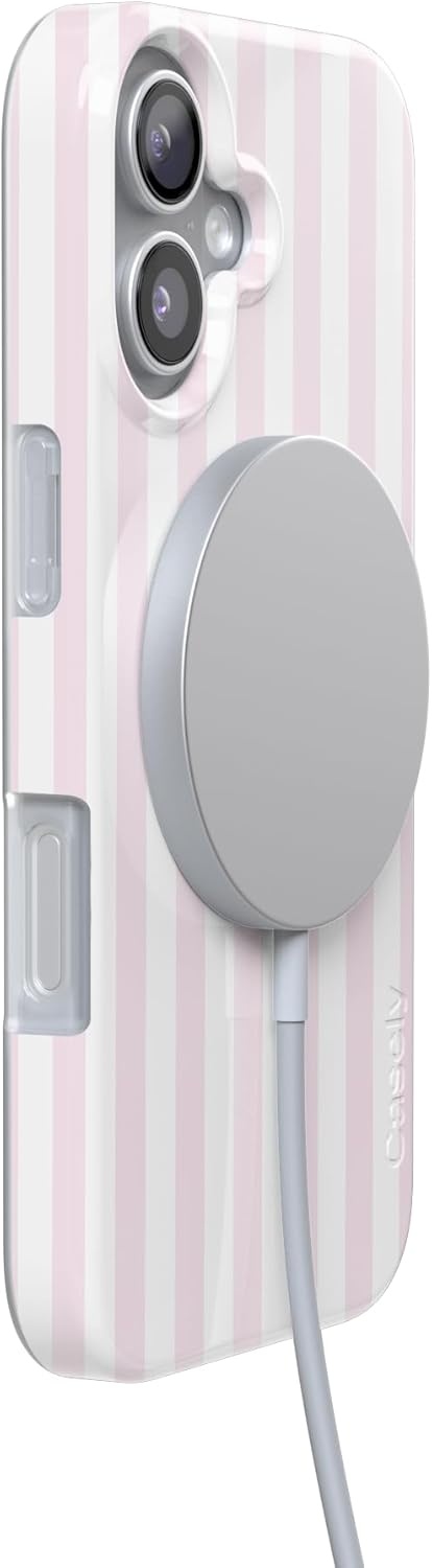 image:imageCasely iPhone 17 Case Pink Stripes Sunday Best Compatible with MagSafe Classic Ultra Thin Design