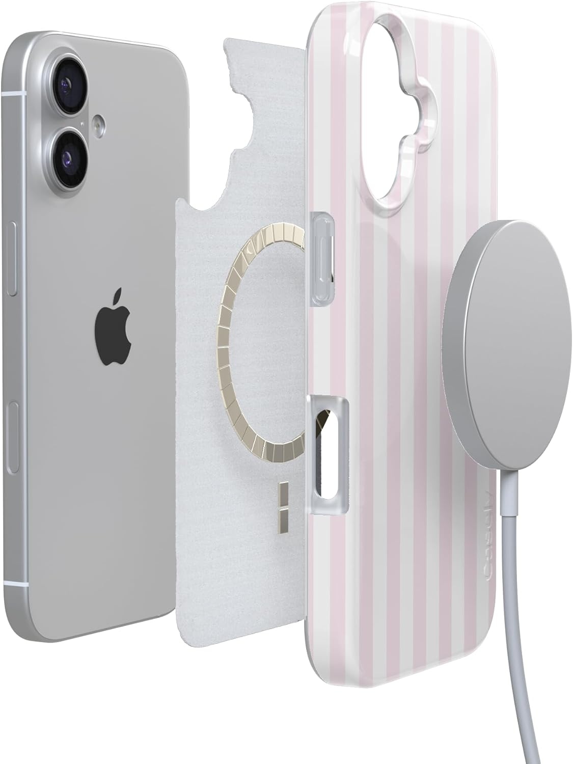 image:imageCasely iPhone 17 Case Pink Stripes Sunday Best Compatible with MagSafe Classic Ultra Thin Design
