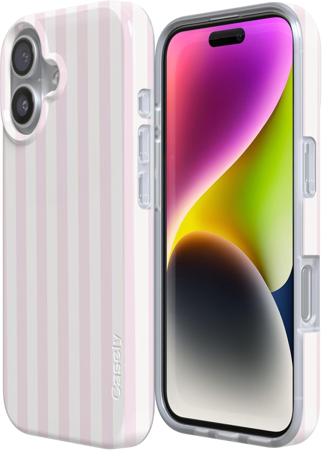 image:imageCasely iPhone 17 Case Pink Stripes Sunday Best Compatible with MagSafe Classic Ultra Thin Design