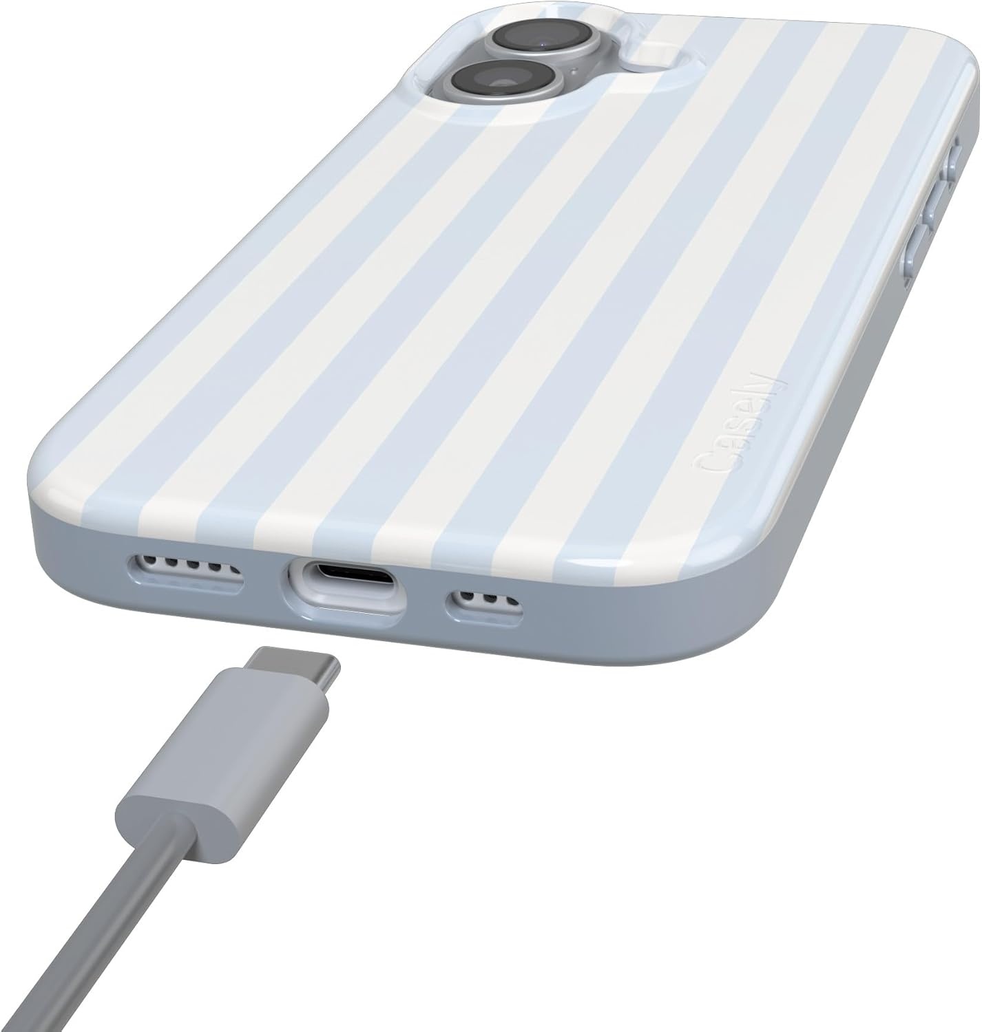 image:imageCasely iPhone 17 Case Scribble Me that Crayola Rainbow Pencil Compatible with MagSafe Classic Ultra Thin DesignBlue Stripes Sunday Best