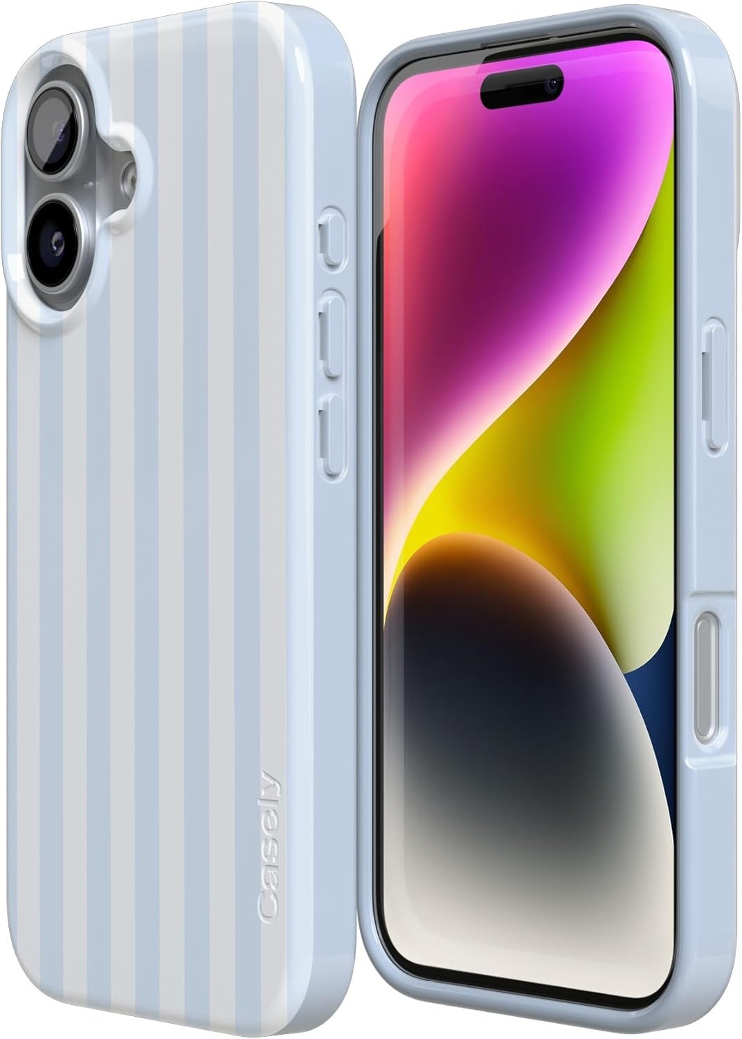 image:imageCasely iPhone 17 Case Scribble Me that Crayola Rainbow Pencil Compatible with MagSafe Classic Ultra Thin DesignBlue Stripes Sunday Best