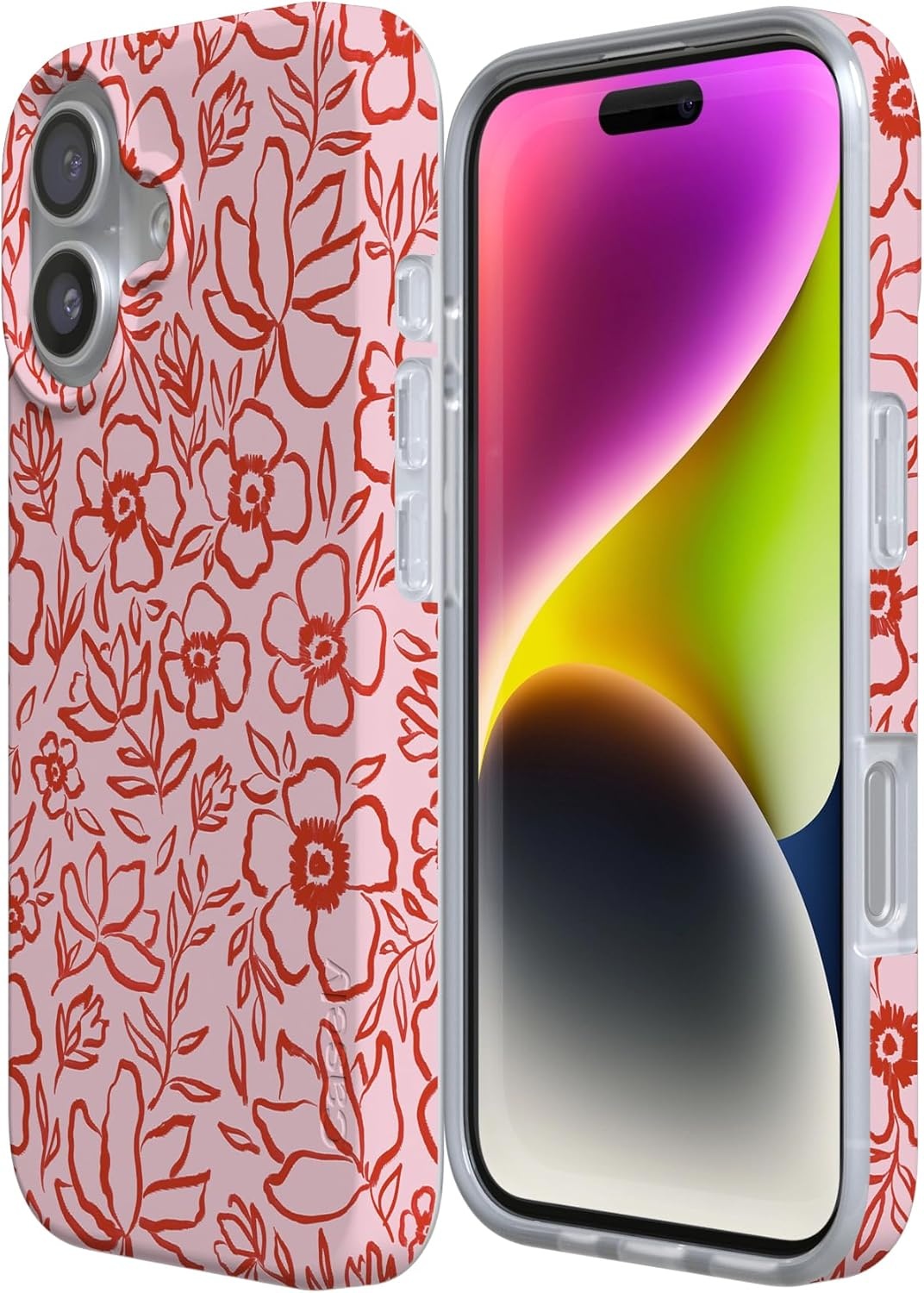 image:imageCasely iPhone 17 Case Scribble Me that Crayola Rainbow Pencil Compatible with MagSafe Classic Ultra Thin DesignBlush Garden Floral Doodle