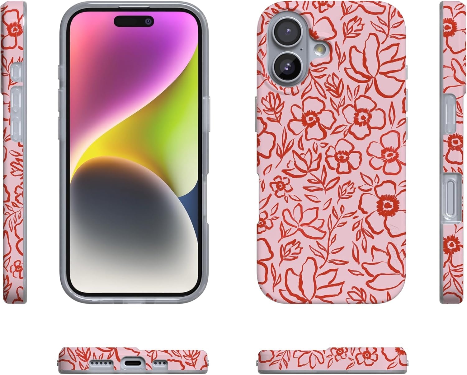 image:imageCasely iPhone 17 Case Scribble Me that Crayola Rainbow Pencil Compatible with MagSafe Classic Ultra Thin DesignBlush Garden Floral Doodle