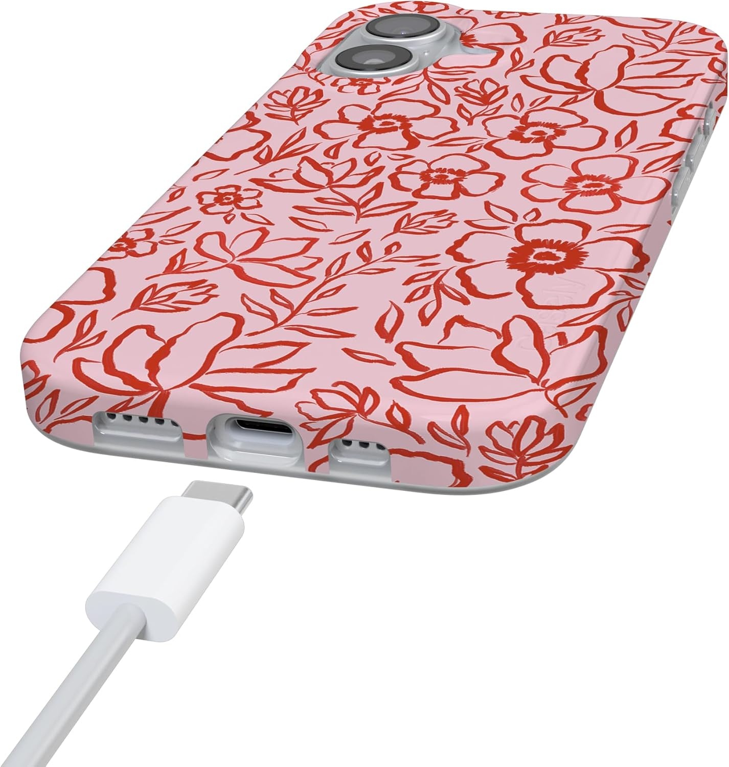 image:imageCasely iPhone 17 Case Scribble Me that Crayola Rainbow Pencil Compatible with MagSafe Classic Ultra Thin DesignBlush Garden Floral Doodle