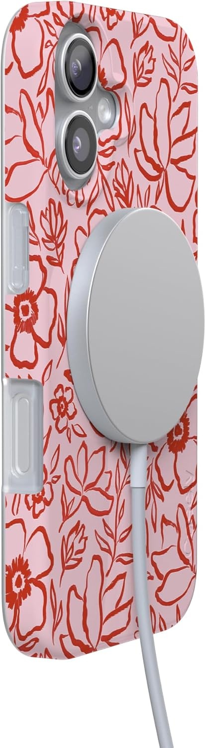 image:imageCasely iPhone 17 Case Scribble Me that Crayola Rainbow Pencil Compatible with MagSafe Classic Ultra Thin DesignBlush Garden Floral Doodle