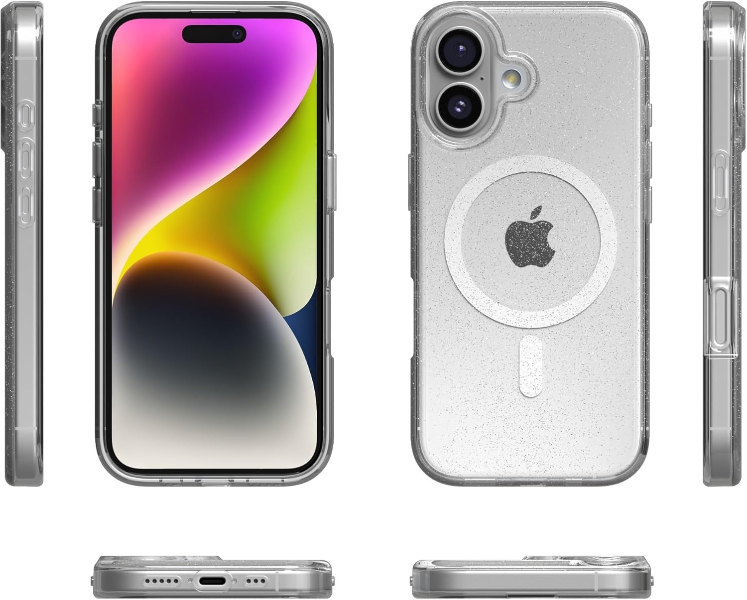 image:imageCasely iPhone 17 Case Scribble Me that Crayola Rainbow Pencil Compatible with MagSafe Classic Ultra Thin DesignClear Skies Clear Shimmer