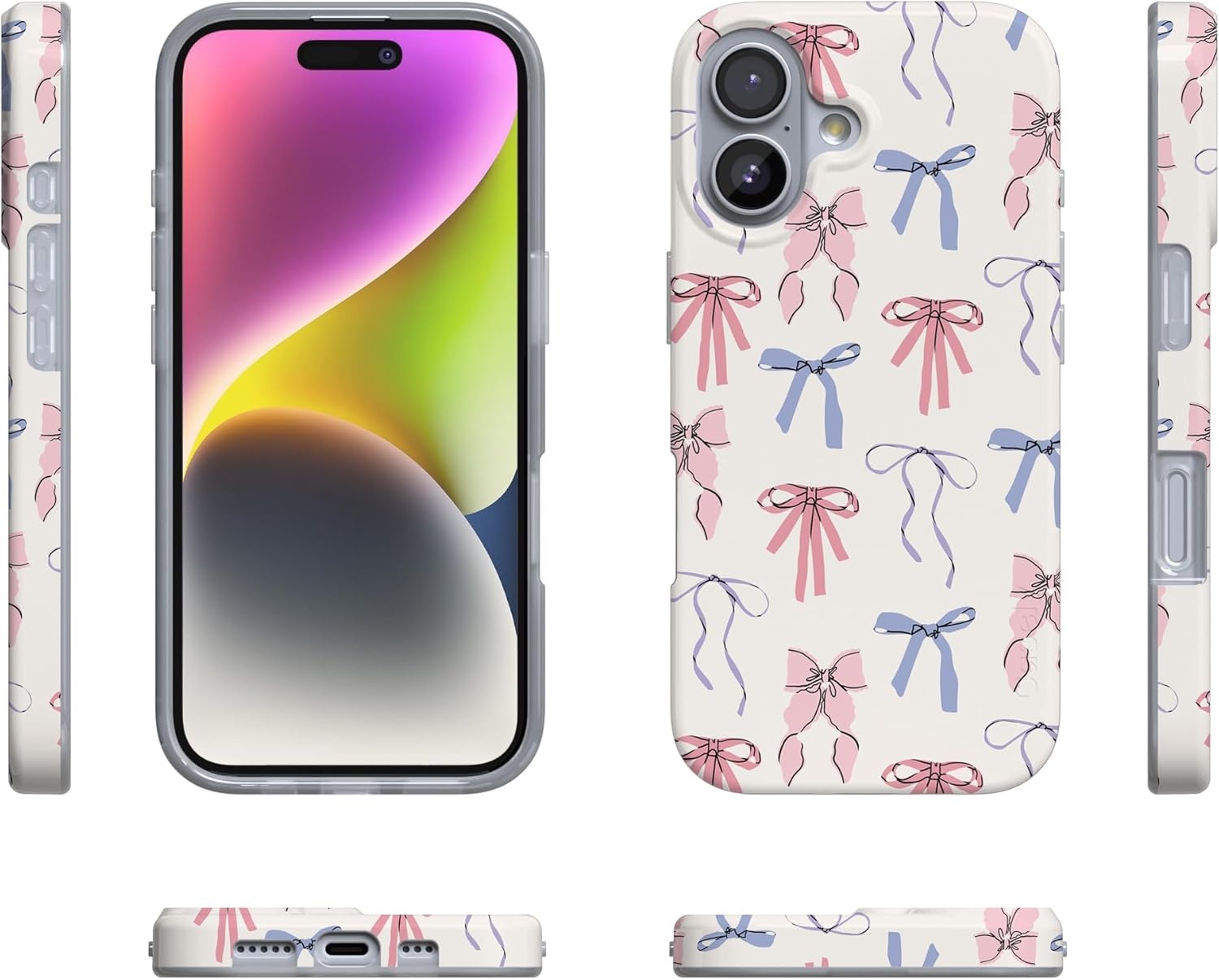 image:imageCasely iPhone 17 Case Scribble Me that Crayola Rainbow Pencil Compatible with MagSafe Classic Ultra Thin DesignCoquette Girlie Pastel Bows
