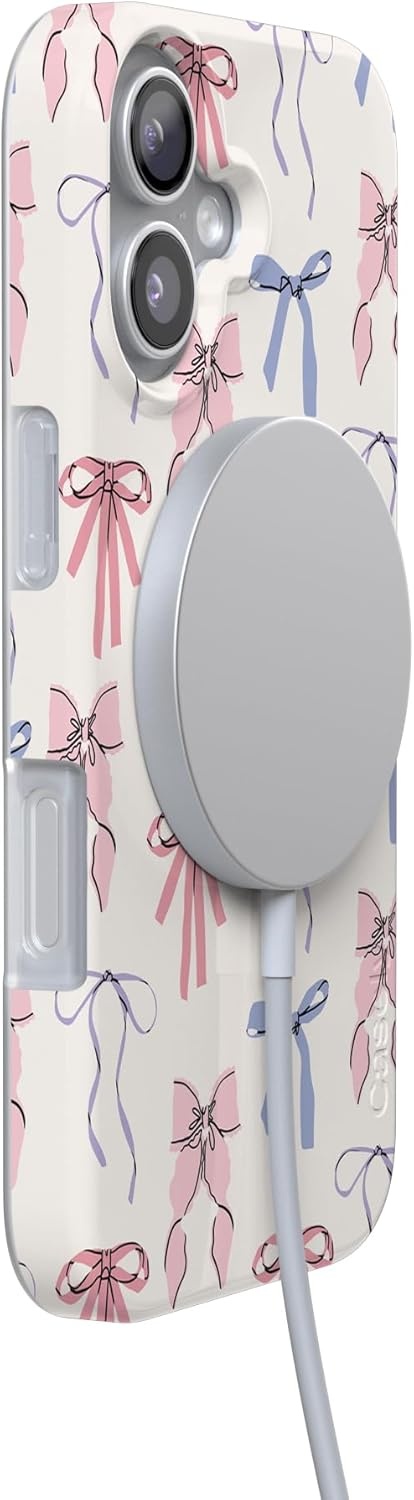 image:imageCasely iPhone 17 Case Scribble Me that Crayola Rainbow Pencil Compatible with MagSafe Classic Ultra Thin DesignCoquette Girlie Pastel Bows