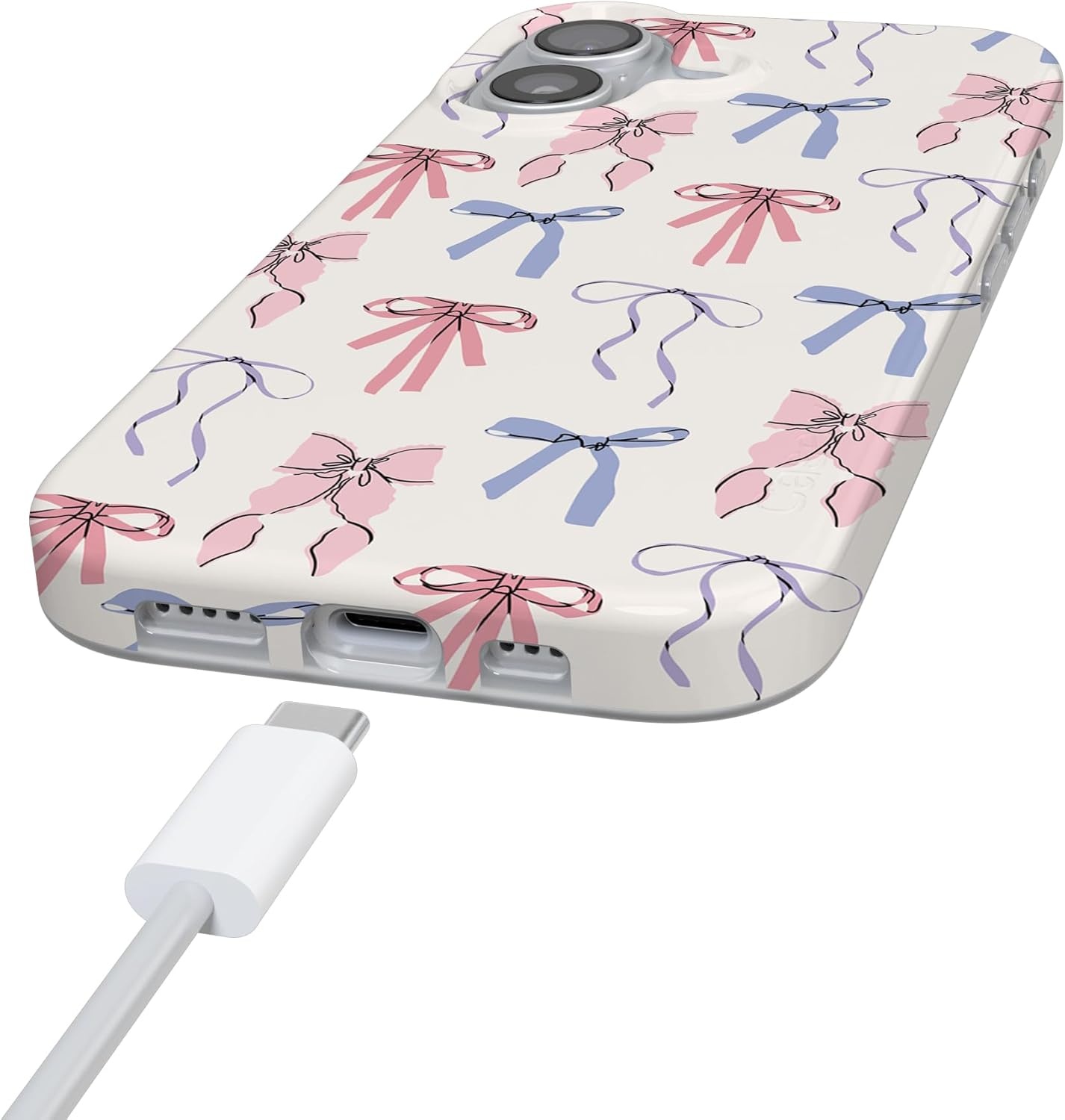 image:imageCasely iPhone 17 Case Scribble Me that Crayola Rainbow Pencil Compatible with MagSafe Classic Ultra Thin DesignCoquette Girlie Pastel Bows