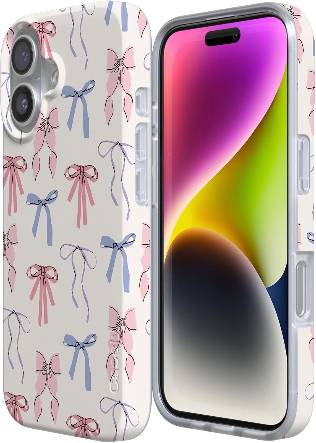 image:imageCasely iPhone 17 Case Scribble Me that Crayola Rainbow Pencil Compatible with MagSafe Classic Ultra Thin DesignCoquette Girlie Pastel Bows