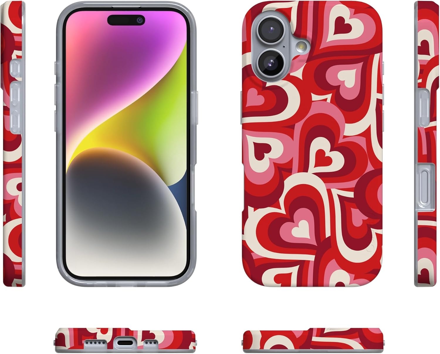 image:imageCasely iPhone 17 Case Scribble Me that Crayola Rainbow Pencil Compatible with MagSafe Classic Ultra Thin DesignLove Song Remix Ombre Hearts