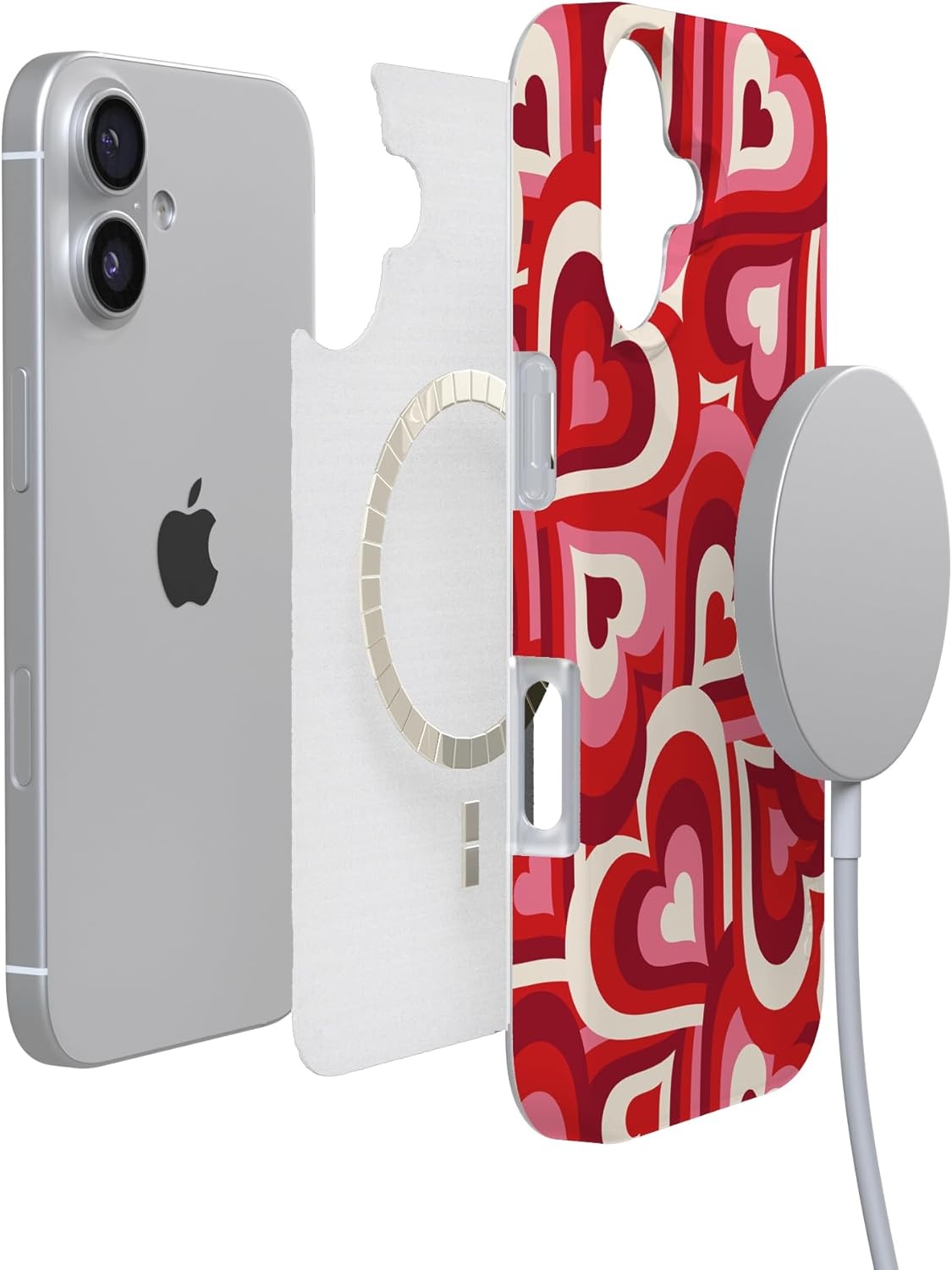 image:imageCasely iPhone 17 Case Scribble Me that Crayola Rainbow Pencil Compatible with MagSafe Classic Ultra Thin DesignLove Song Remix Ombre Hearts