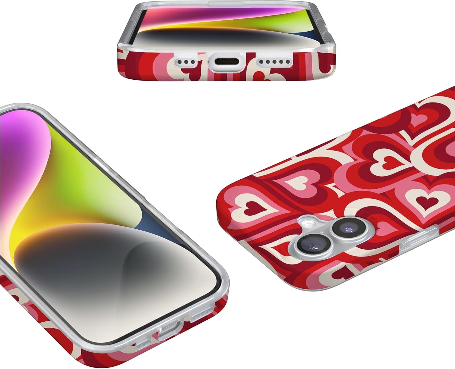 image:imageCasely iPhone 17 Case Scribble Me that Crayola Rainbow Pencil Compatible with MagSafe Classic Ultra Thin DesignLove Song Remix Ombre Hearts