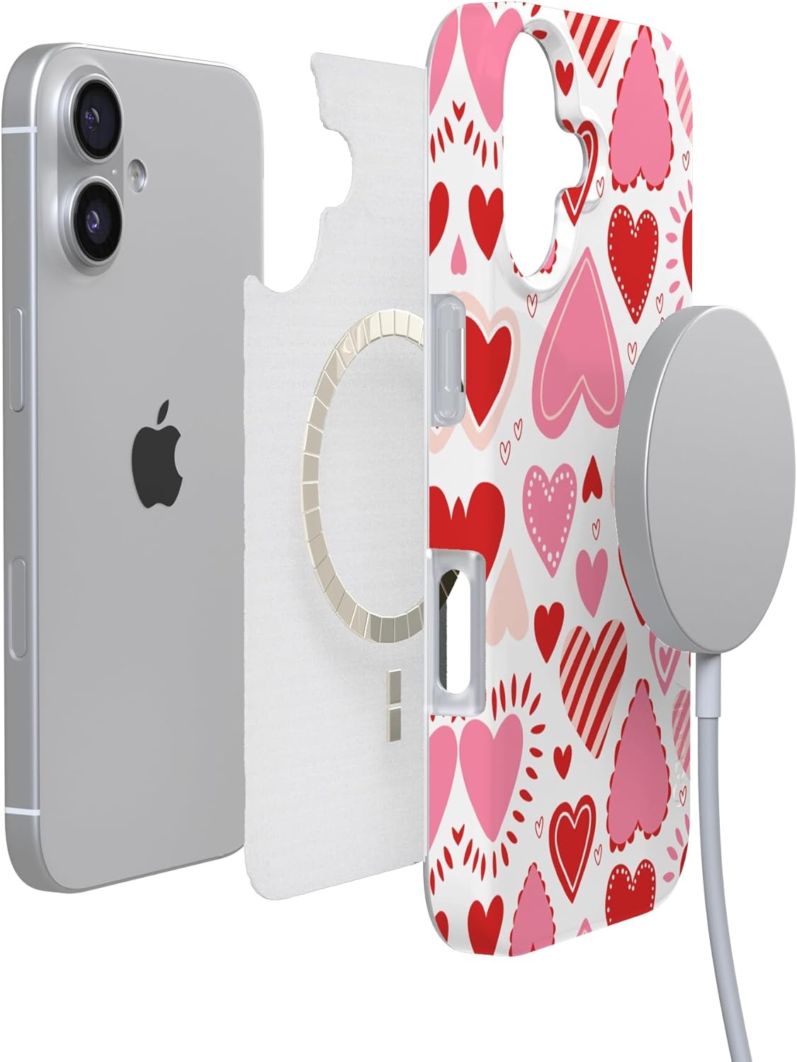 image:imageCasely iPhone 17 Case Scribble Me that Crayola Rainbow Pencil Compatible with MagSafe Classic Ultra Thin DesignLove Struck Heart Stickers