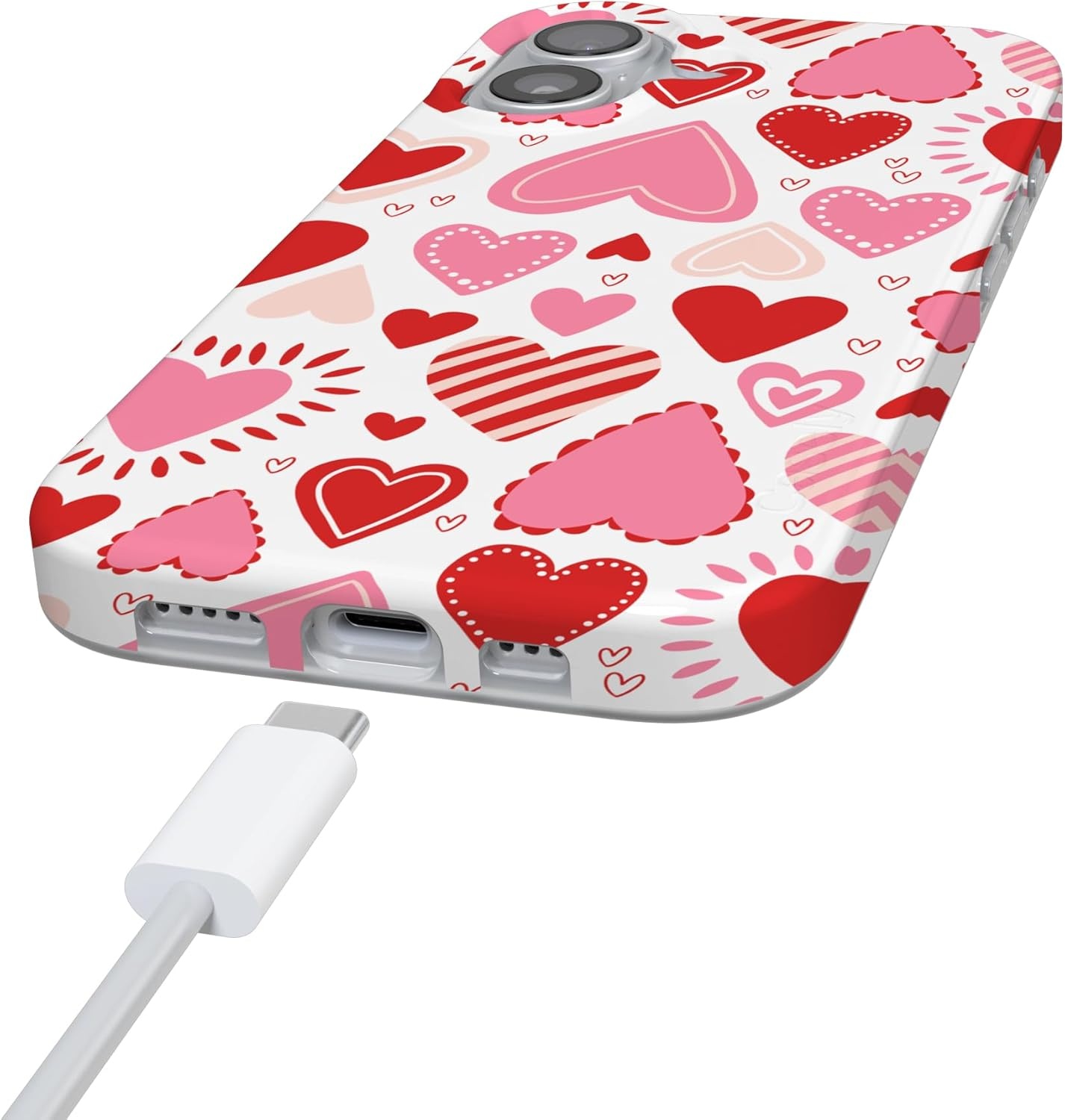 image:imageCasely iPhone 17 Case Scribble Me that Crayola Rainbow Pencil Compatible with MagSafe Classic Ultra Thin DesignLove Struck Heart Stickers