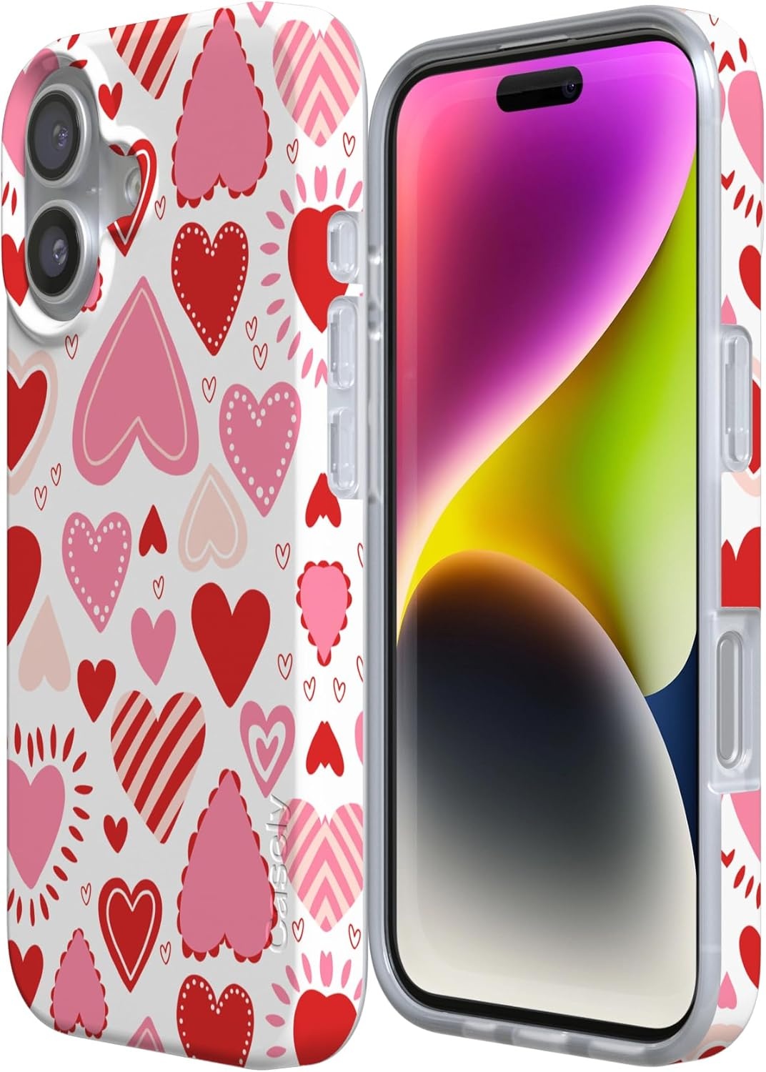 image:imageCasely iPhone 17 Case Scribble Me that Crayola Rainbow Pencil Compatible with MagSafe Classic Ultra Thin DesignLove Struck Heart Stickers