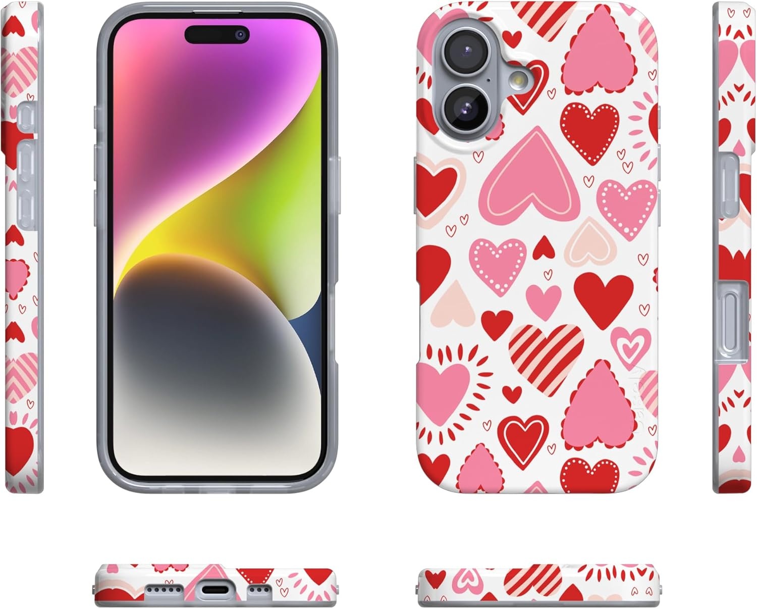 image:imageCasely iPhone 17 Case Scribble Me that Crayola Rainbow Pencil Compatible with MagSafe Classic Ultra Thin DesignLove Struck Heart Stickers