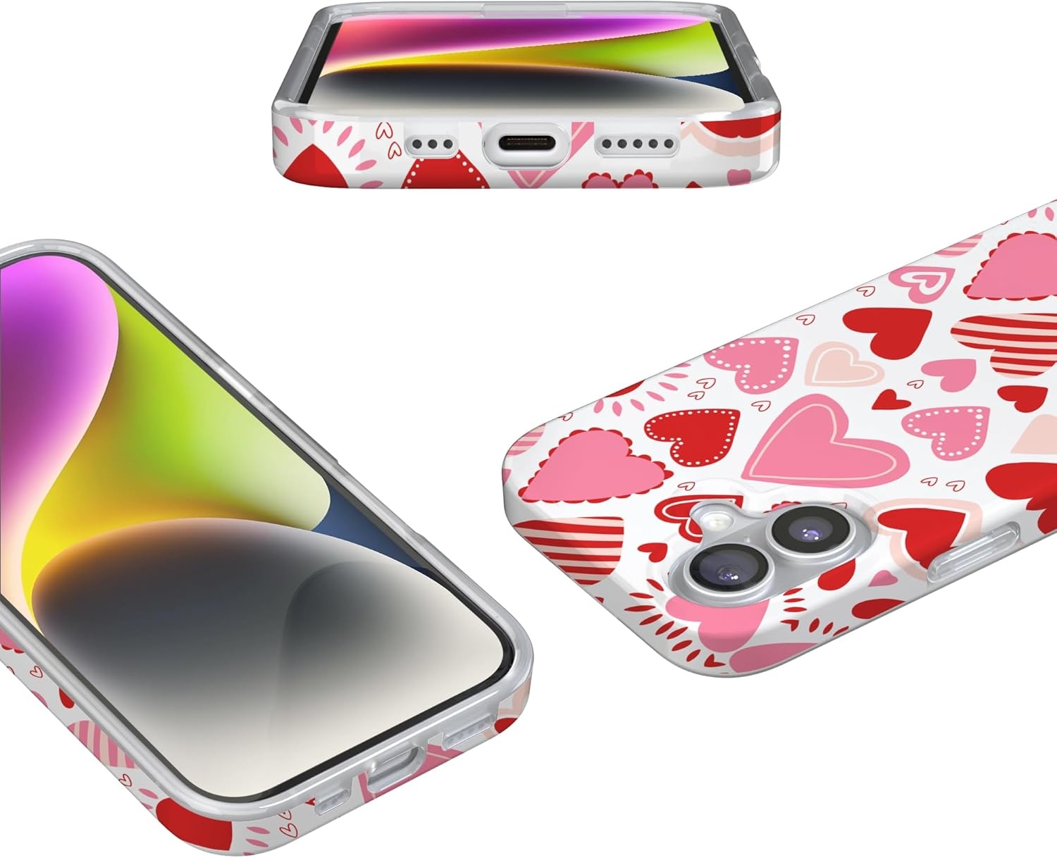 image:imageCasely iPhone 17 Case Scribble Me that Crayola Rainbow Pencil Compatible with MagSafe Classic Ultra Thin DesignLove Struck Heart Stickers