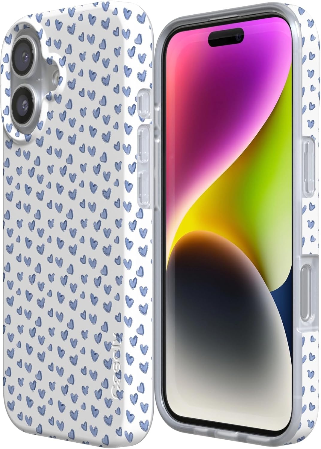 image:imageCasely iPhone 17 Case Scribble Me that Crayola Rainbow Pencil Compatible with MagSafe Classic Ultra Thin DesignLovebug Blue Hearts