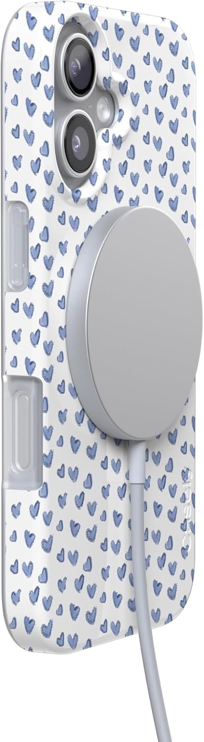 image:imageCasely iPhone 17 Case Scribble Me that Crayola Rainbow Pencil Compatible with MagSafe Classic Ultra Thin DesignLovebug Blue Hearts