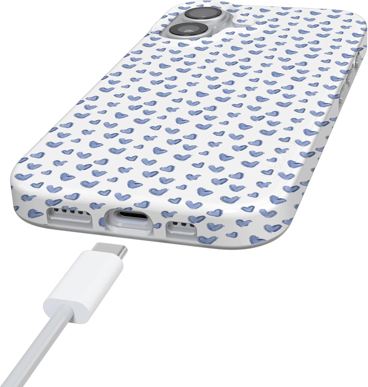 image:imageCasely iPhone 17 Case Scribble Me that Crayola Rainbow Pencil Compatible with MagSafe Classic Ultra Thin DesignLovebug Blue Hearts
