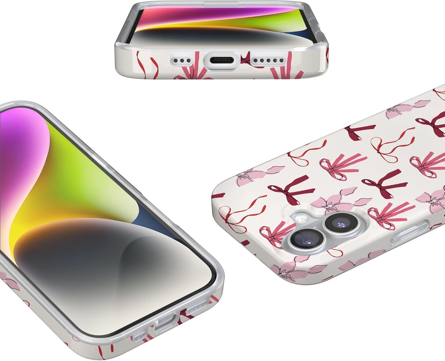 image:imageCasely iPhone 17 Case Scribble Me that Crayola Rainbow Pencil Compatible with MagSafe Classic Ultra Thin DesignLover Girlie Pink Bows