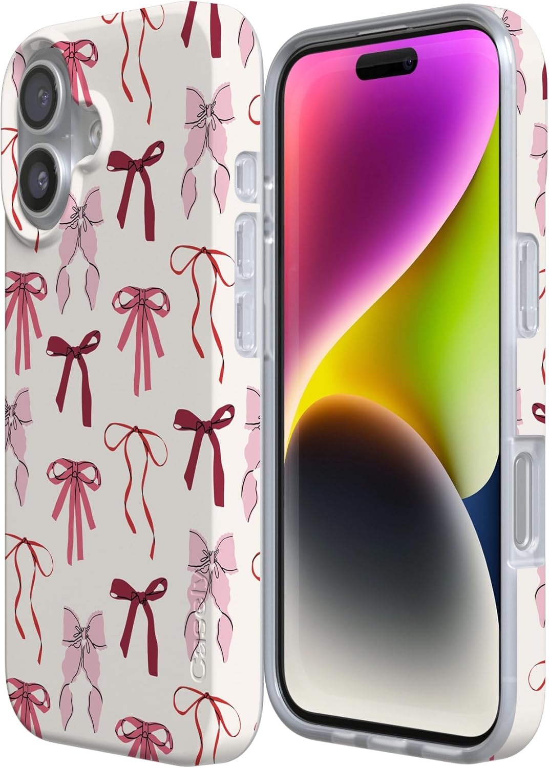 image:imageCasely iPhone 17 Case Scribble Me that Crayola Rainbow Pencil Compatible with MagSafe Classic Ultra Thin DesignLover Girlie Pink Bows