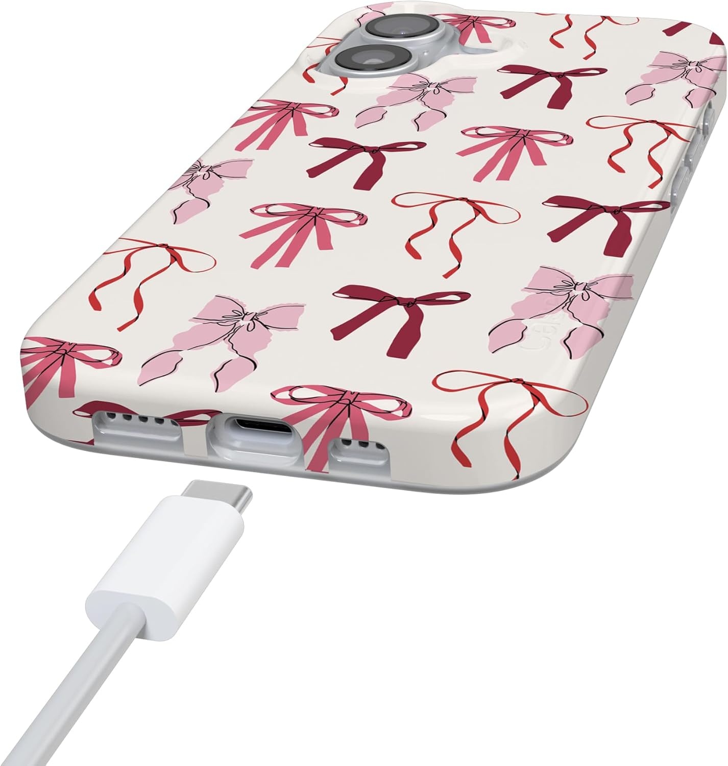 image:imageCasely iPhone 17 Case Scribble Me that Crayola Rainbow Pencil Compatible with MagSafe Classic Ultra Thin DesignLover Girlie Pink Bows