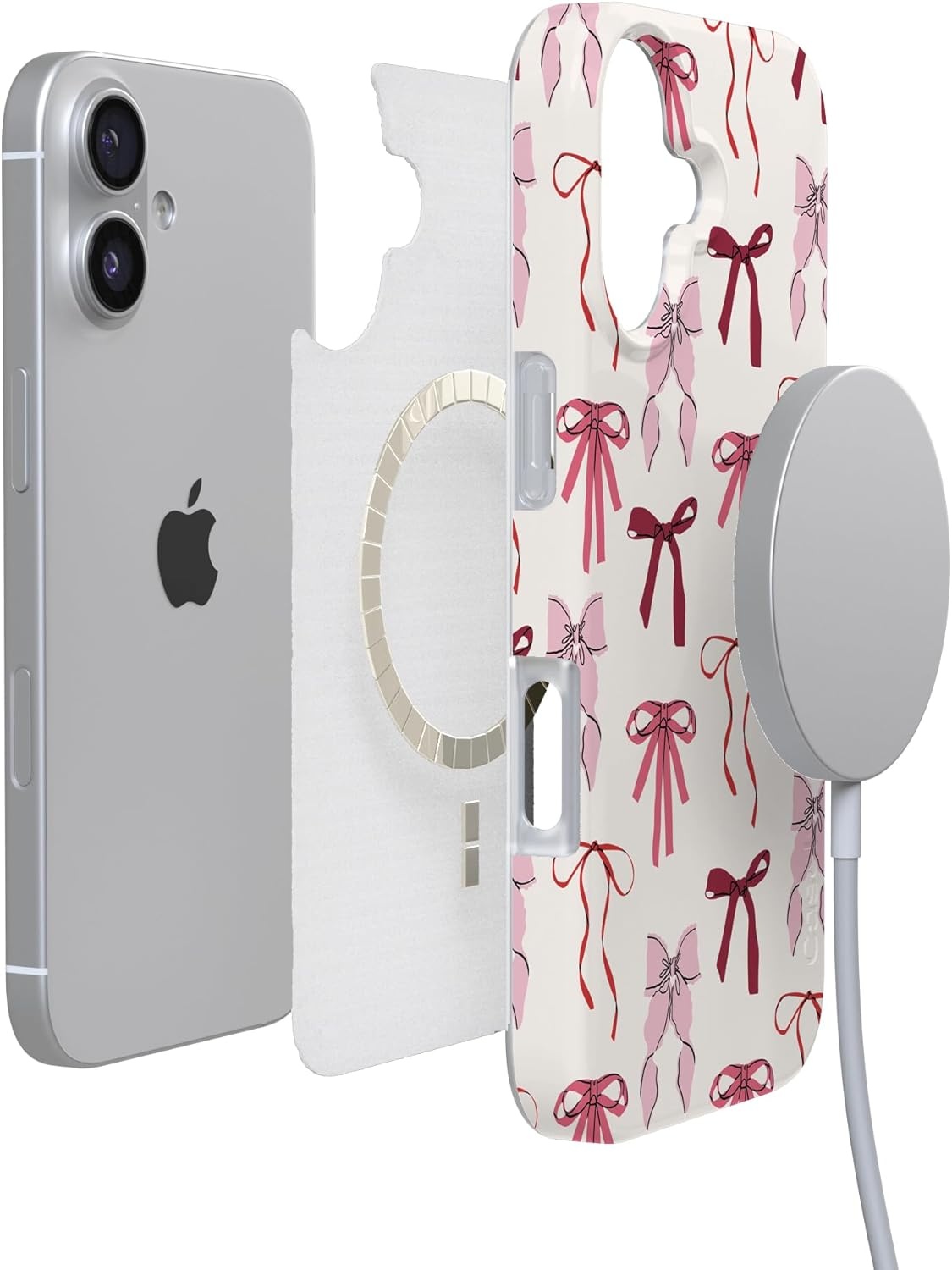 image:imageCasely iPhone 17 Case Scribble Me that Crayola Rainbow Pencil Compatible with MagSafe Classic Ultra Thin DesignLover Girlie Pink Bows