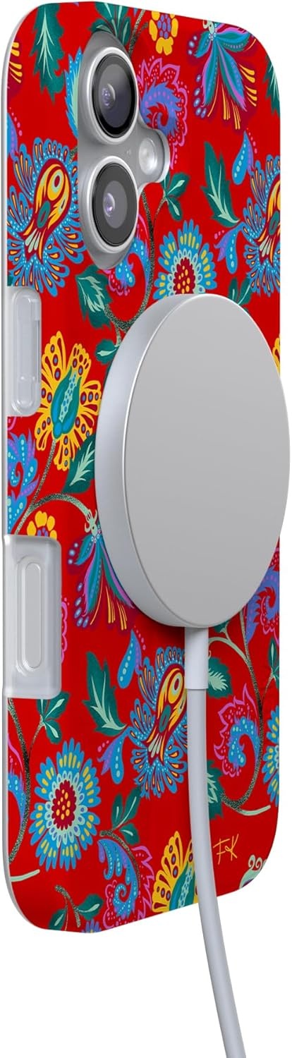 image:imageCasely iPhone 17 Case Scribble Me that Crayola Rainbow Pencil Compatible with MagSafe Classic Ultra Thin DesignPainted Flowers Frida Kahlo Floral