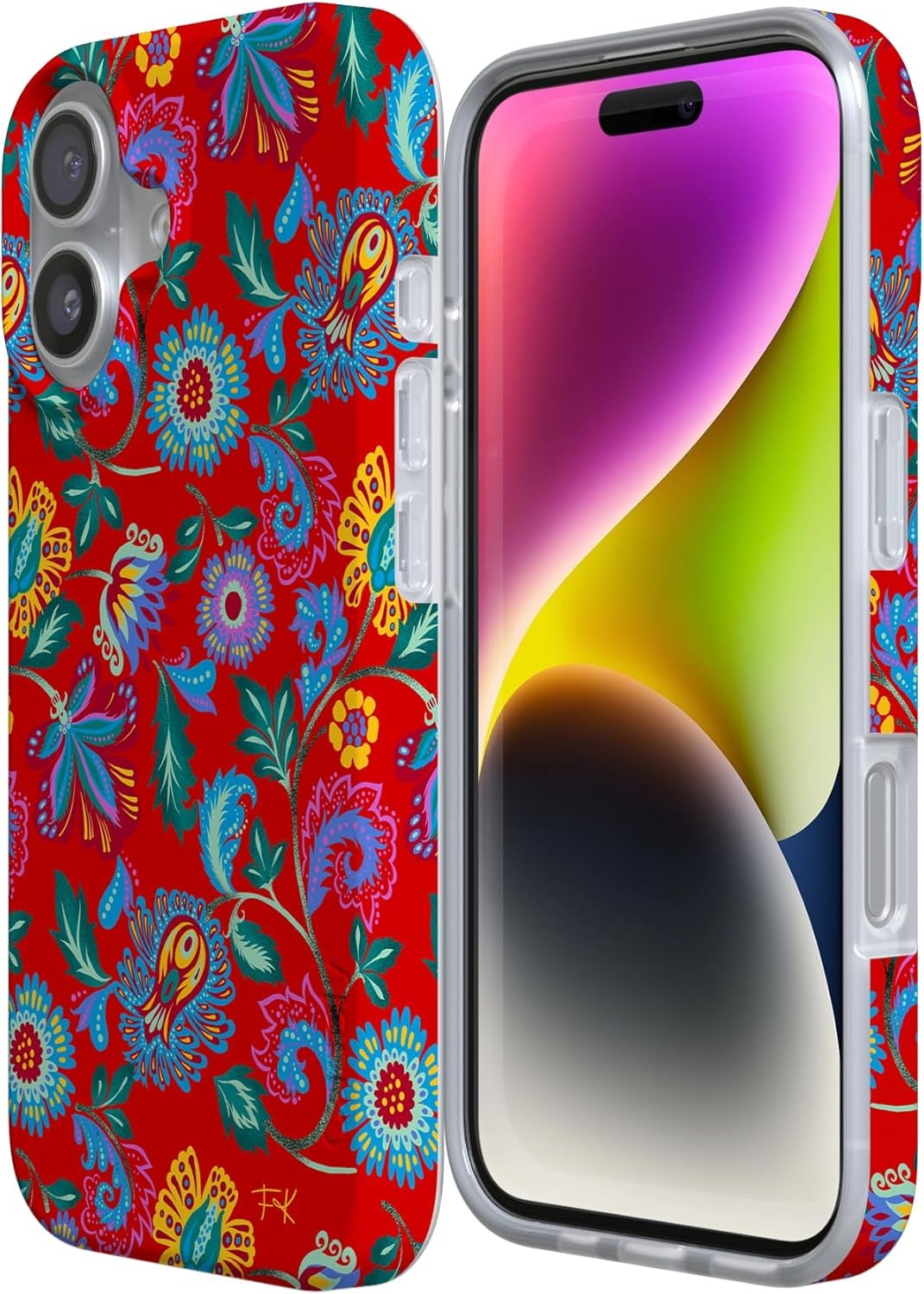 image:imageCasely iPhone 17 Case Scribble Me that Crayola Rainbow Pencil Compatible with MagSafe Classic Ultra Thin DesignPainted Flowers Frida Kahlo Floral