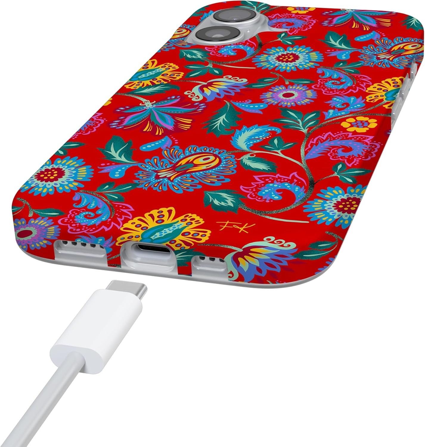 image:imageCasely iPhone 17 Case Scribble Me that Crayola Rainbow Pencil Compatible with MagSafe Classic Ultra Thin DesignPainted Flowers Frida Kahlo Floral
