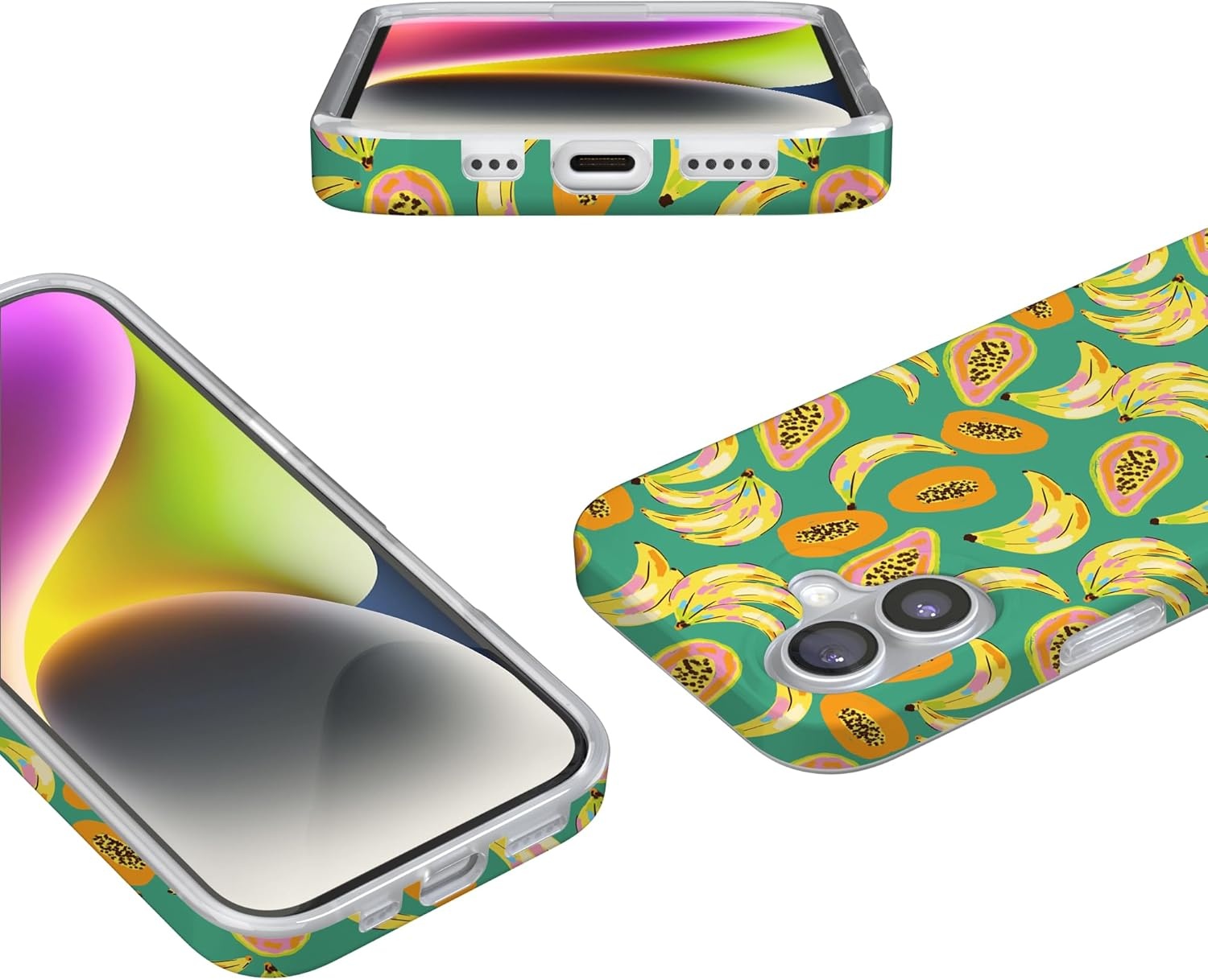image:imageCasely iPhone 17 Case Scribble Me that Crayola Rainbow Pencil Compatible with MagSafe Classic Ultra Thin DesignPapaya Palms Dippin Daisys Tropical Vaca