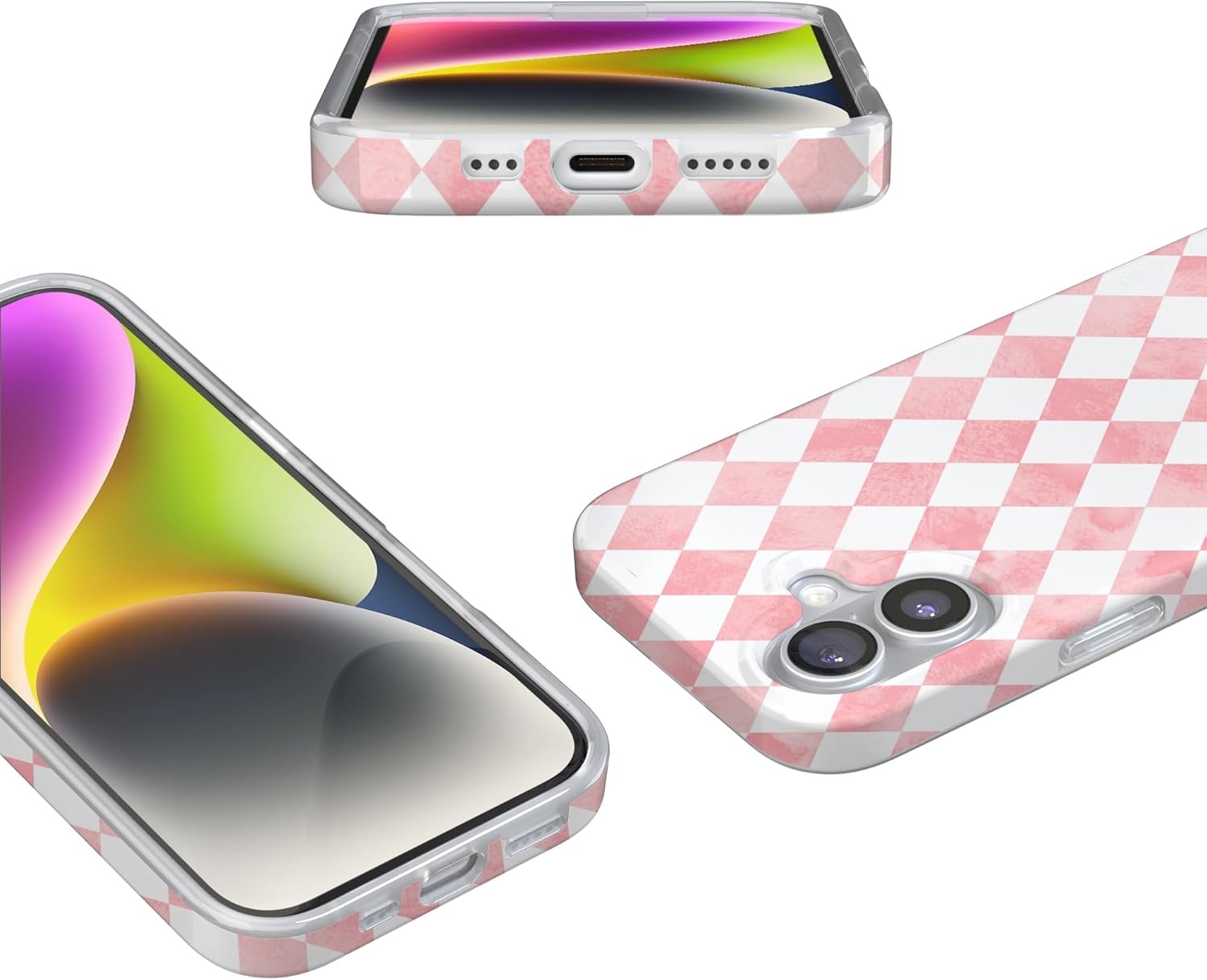 image:imageCasely iPhone 17 Case Scribble Me that Crayola Rainbow Pencil Compatible with MagSafe Classic Ultra Thin DesignQueen of Diamonds Pink Watercolor