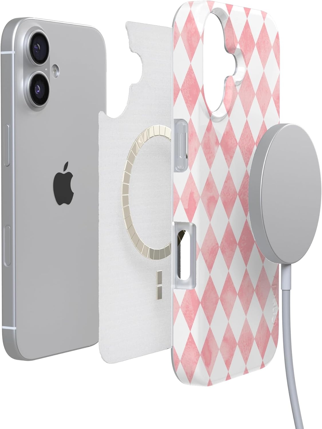 image:imageCasely iPhone 17 Case Scribble Me that Crayola Rainbow Pencil Compatible with MagSafe Classic Ultra Thin DesignQueen of Diamonds Pink Watercolor