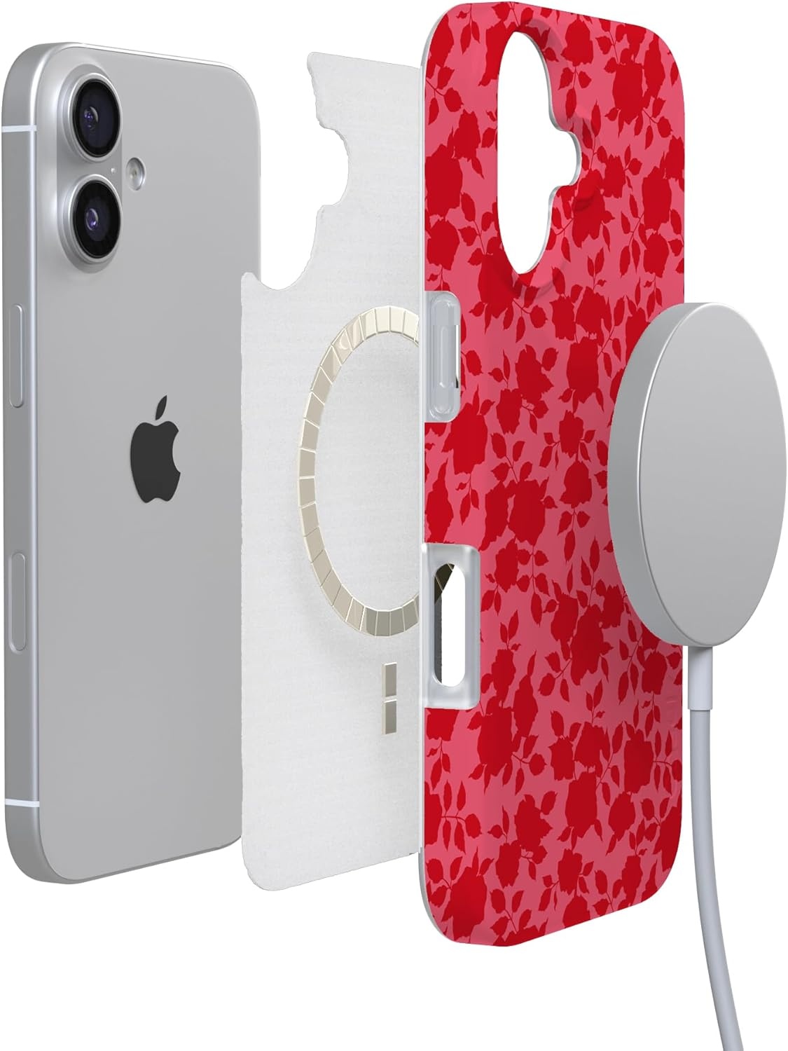 image:imageCasely iPhone 17 Case Scribble Me that Crayola Rainbow Pencil Compatible with MagSafe Classic Ultra Thin DesignRose Garden Red Aesthetic