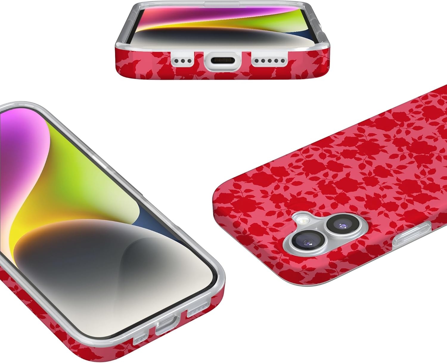 image:imageCasely iPhone 17 Case Scribble Me that Crayola Rainbow Pencil Compatible with MagSafe Classic Ultra Thin DesignRose Garden Red Aesthetic