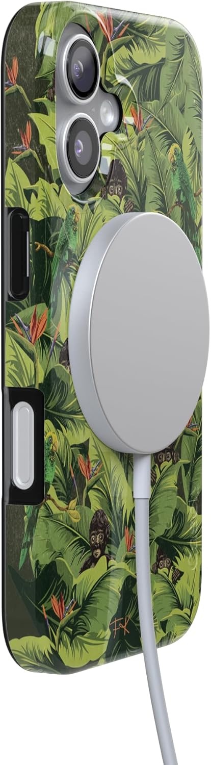 image:imageCasely iPhone 17 Case Scribble Me that Crayola Rainbow Pencil Compatible with MagSafe Classic Ultra Thin DesignSneaky Monkeys Frida Kahlo Jungle Floral
