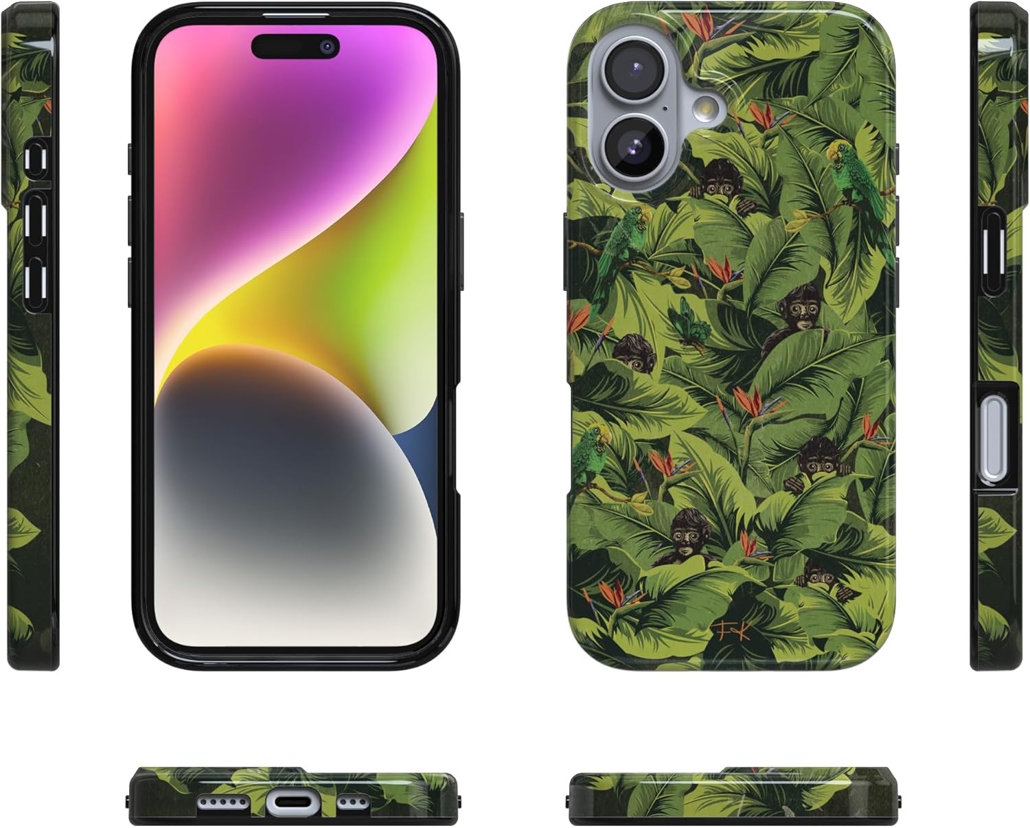 image:imageCasely iPhone 17 Case Scribble Me that Crayola Rainbow Pencil Compatible with MagSafe Classic Ultra Thin DesignSneaky Monkeys Frida Kahlo Jungle Floral