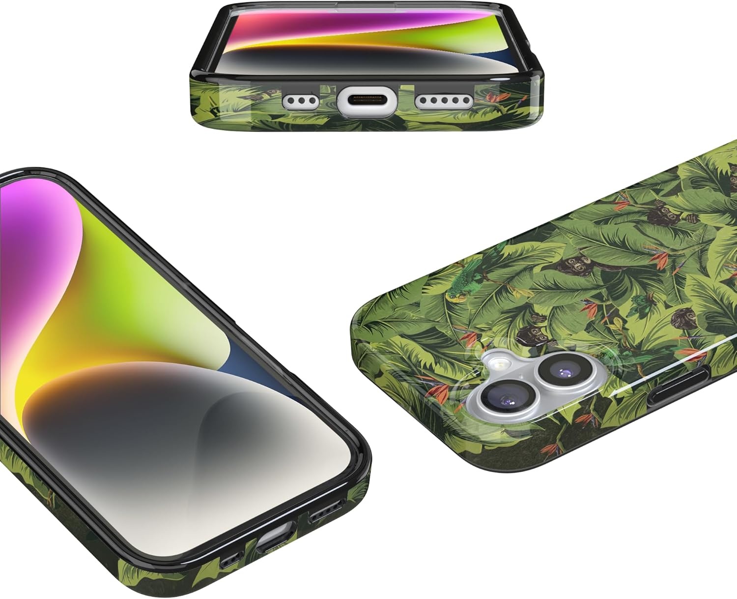 image:imageCasely iPhone 17 Case Scribble Me that Crayola Rainbow Pencil Compatible with MagSafe Classic Ultra Thin DesignSneaky Monkeys Frida Kahlo Jungle Floral